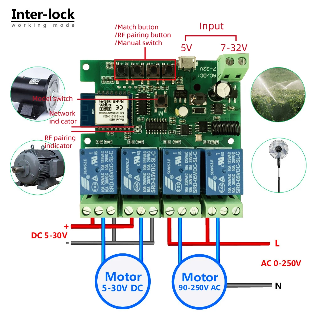 Tuya WiFi Light Switch Module Relay 4CH Smart life APP Wireless Remote Control Switch Automatic Support Alexa Google Assistant