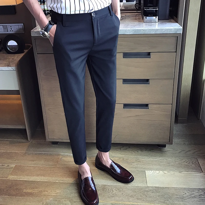 2022 Summer Men Business Casual Pants Korean version Nine Pants Fashion Men\'s Trousers Men\'s High-Quality Social Slim Suit Pants