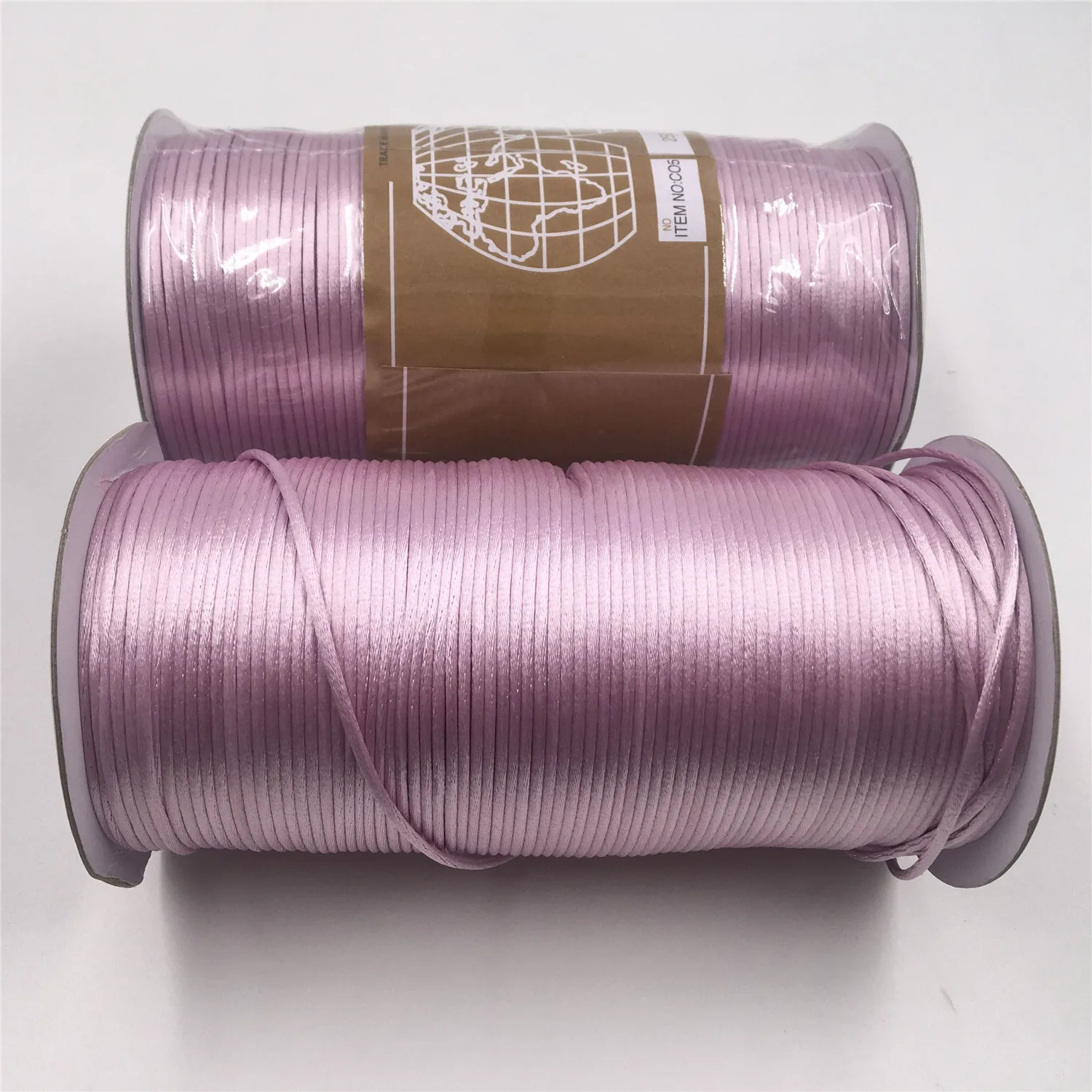 2mm Light Purple Rattail Satin Cord Thread Chinese Knot Macrame Bracelet Braided String DIY Tassels Beading Thread 10-225meters