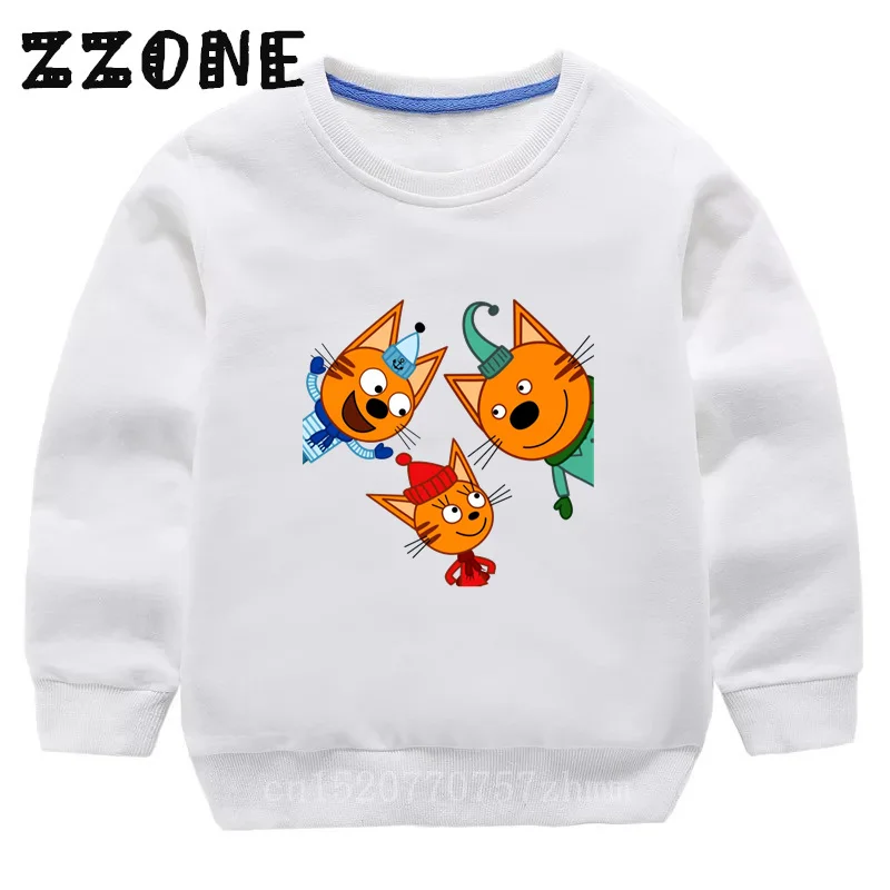 Kid-e-cats Three Kitten Russian Cartoon Kids Sweatshirts Children Hoodies Funny Baby Pullover Tops Girls Boys Clothes,KYT5411