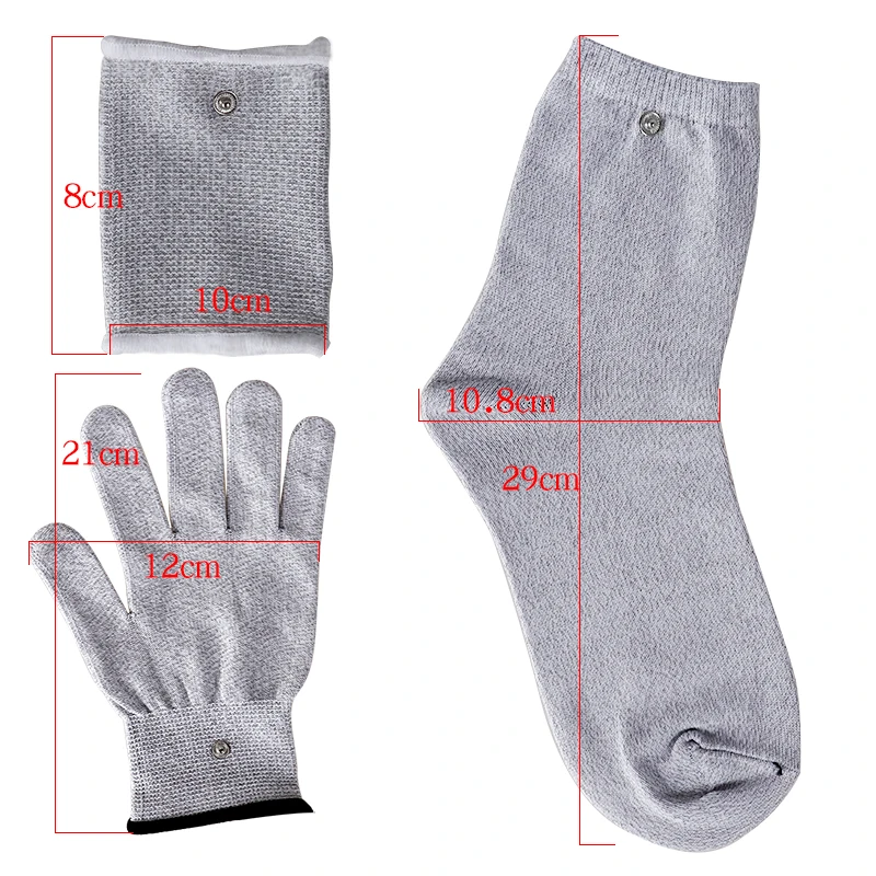 Zehner leitfähige Silber faser handschuhe Socken Arm schienen Akupunktur Körper massage Werkzeug digital ems Elektro stimulation Hand massage gerät