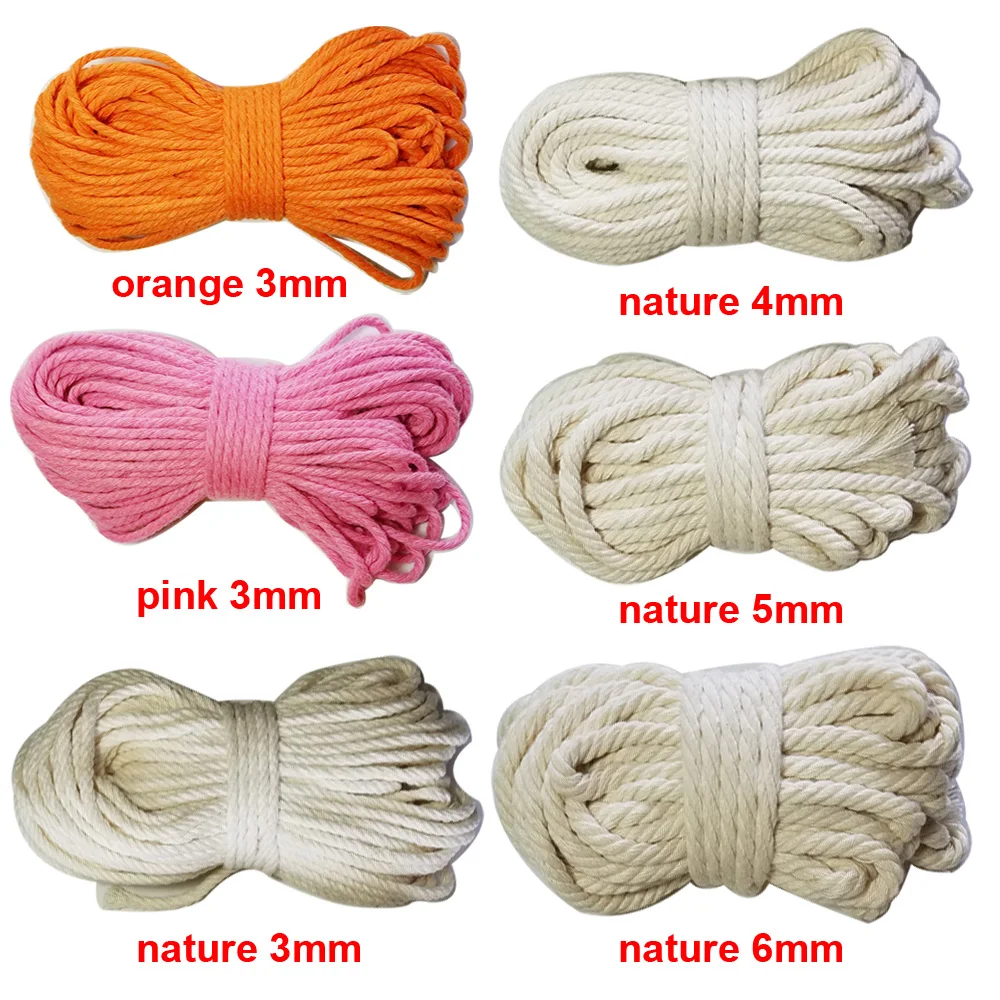 3mm-10mm cotton ticker rope twine macrame cords tag hang handmade accessory  DIY