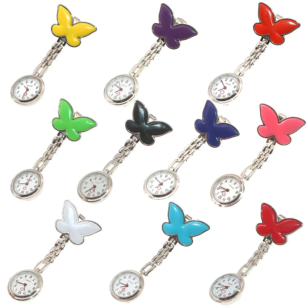 

1pc Butterfly-shaped Clip-On Analog Digital Brooch Fob Nurse Watch Nursing Watch Delicate Pocket Watch