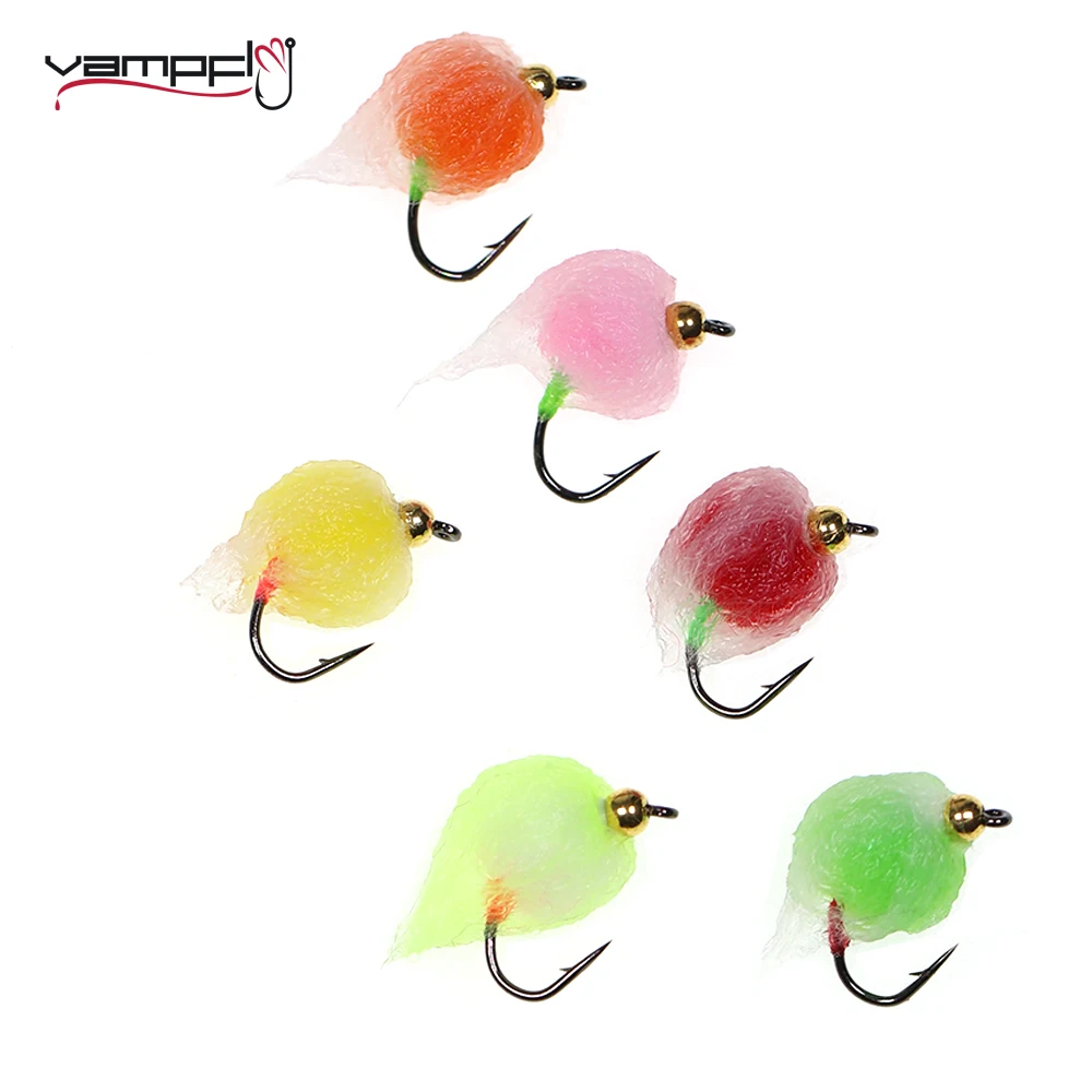 Vampfly12pcs #12 Brass Bead Head Milking Egg Fly Fast Sinking Salmon Roe Wet FliesTrout Char Grayling Fly Fishing Lures