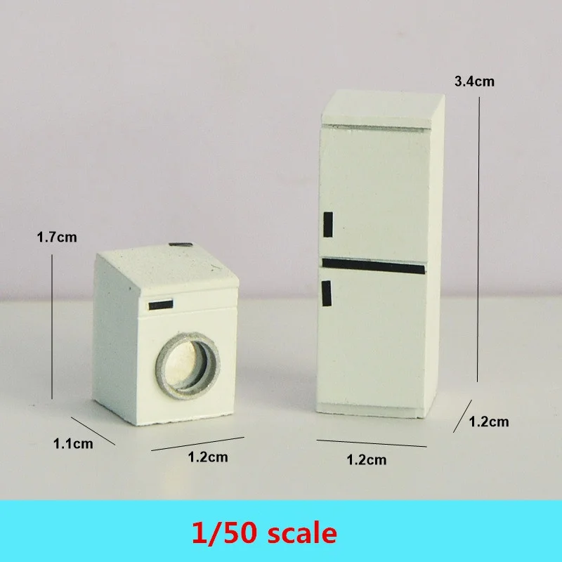 1:50 Scale Home Refrigerator and Washing Machine Model DIY Dollhouse Toy