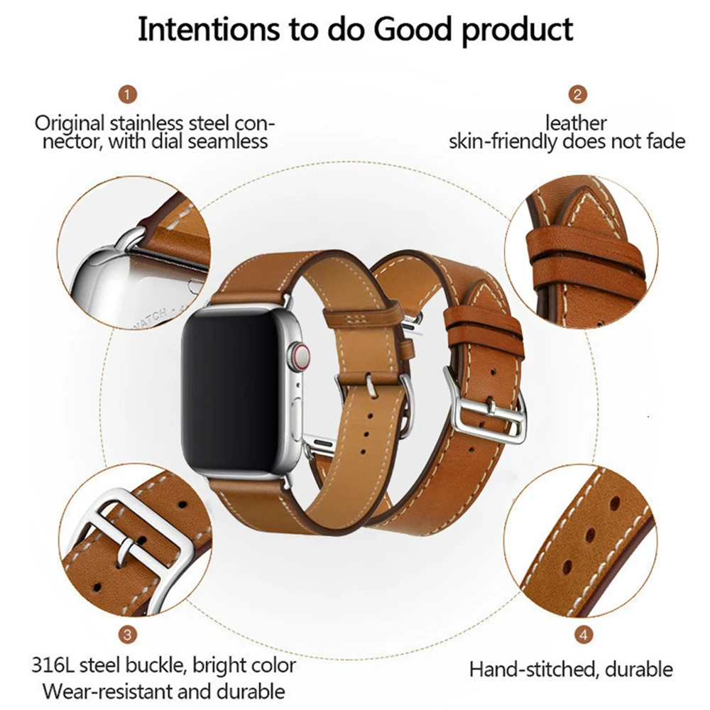 Leather Strap For Apple Watch Band 44mm 45mm 41mm 40mm 42mm 38mm Accessorie Wristband Correa Bracelet iWatch Series 7 SE 6 5 4 3