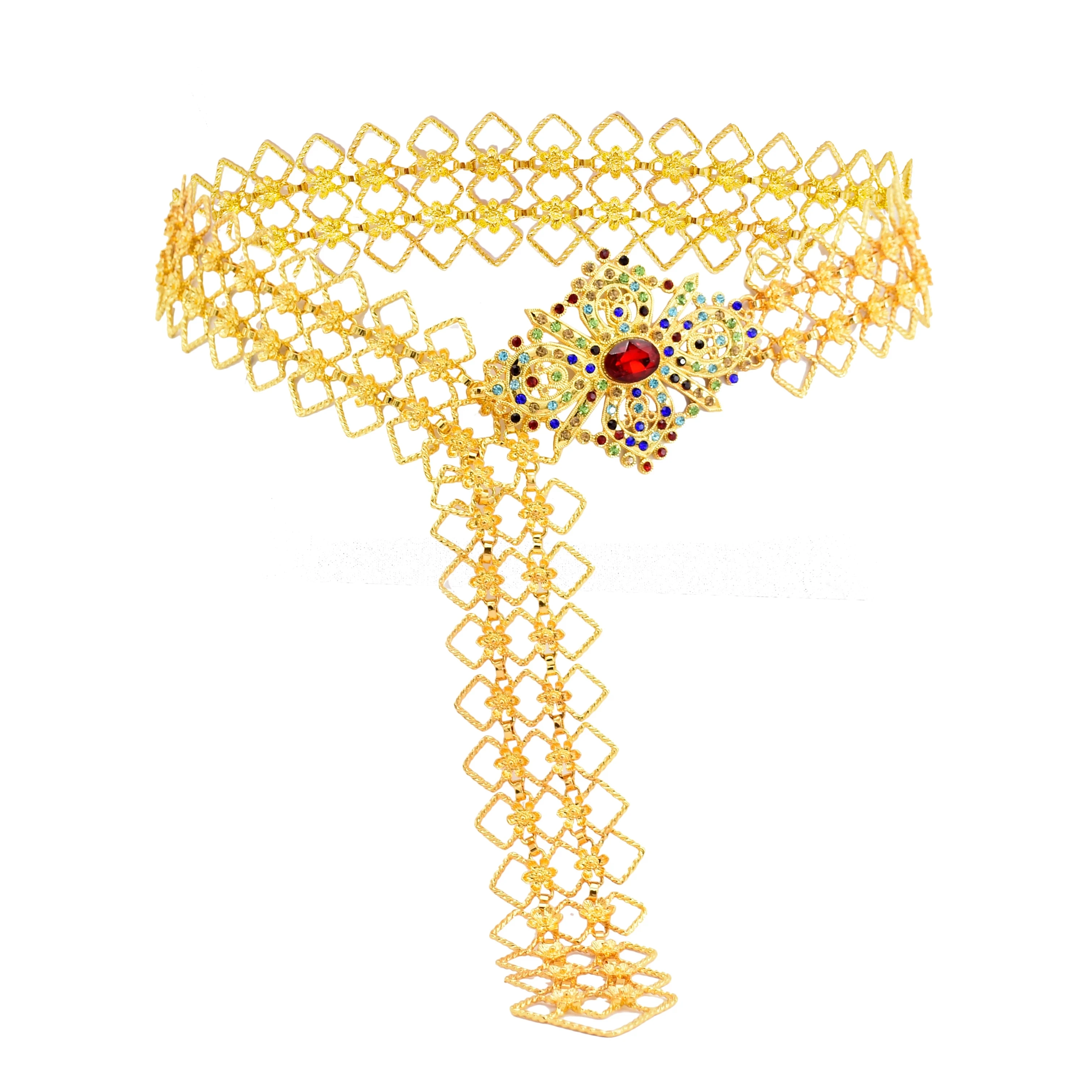 Gold Ethnic Metal Geometric Waist Belly Chains Body Chain Vintage Hollow Crystal Flower India Belts Arab Afghan Thailand Jewelry