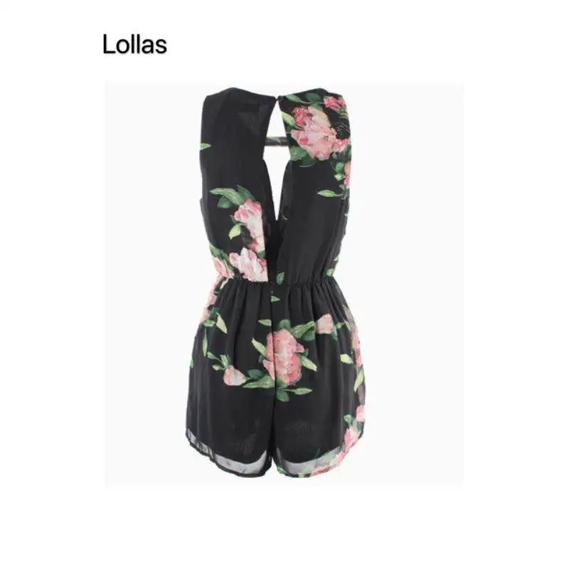 women Bohemia flower floral print sleeveless Rompers