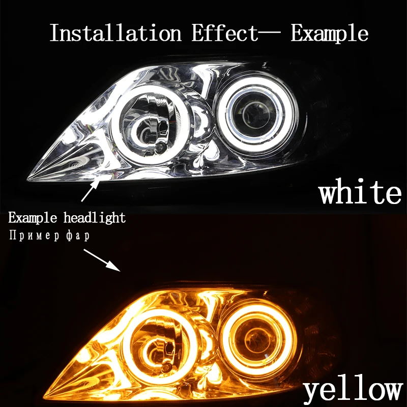 LED cotton white and yellow angel eye ring 60mm 70mm 80mm 90mm 100mm 110mm 120mm Auto DRL Eyes with Turning Signal