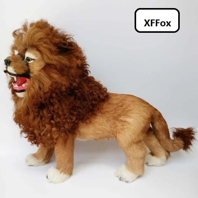 Large Size Simulation Lion Model Realistic Faux Fur & Polyethylene 50x34cm Gift for Home Decor