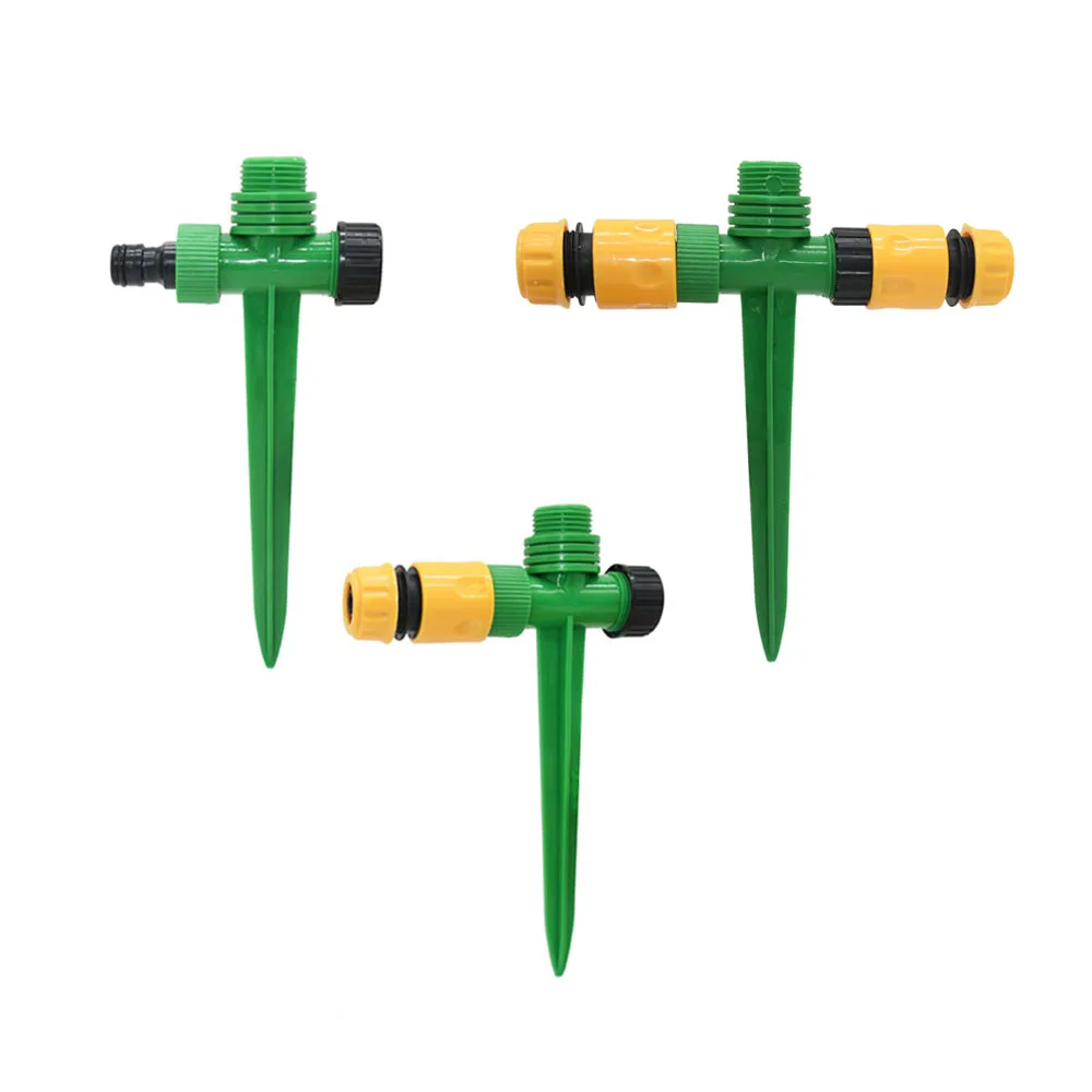 Garden Nozzle Holder With 1/2 3/4 Inch Thread Garden Rotating Sprinkler Support Plastic Spike With 1/2 3/4 Hose Quick Connector