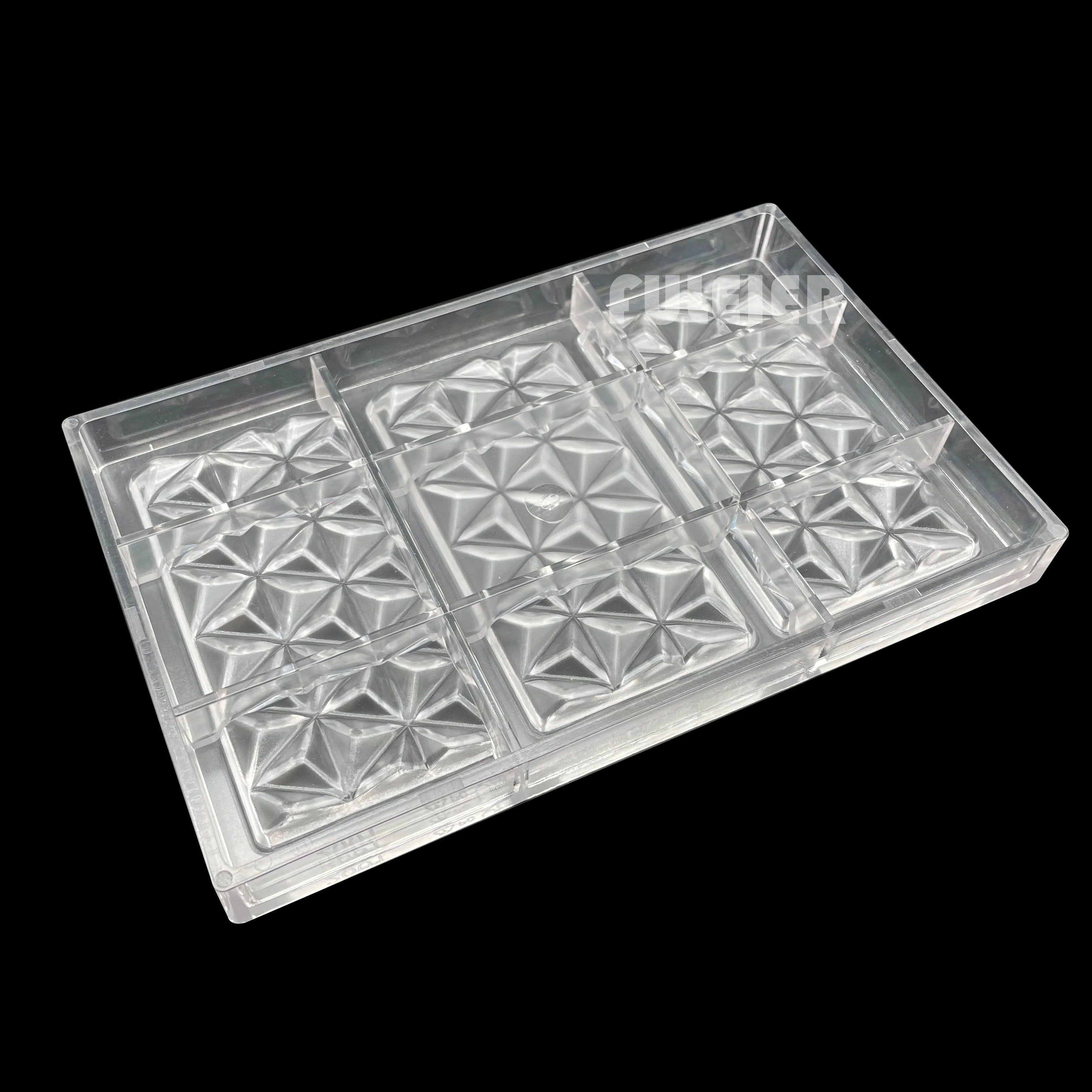 3 Cavity Diamond Shape Polycarbonate Chocolate Bar Mold, 82g Block Candy Bar Baking Mould Cake Decoration Confectionery Tools