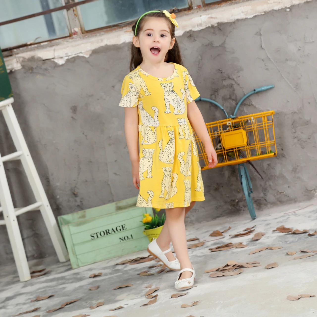 Summer Kids Dresses for Girls Trend Bohemian Big Animal Leopard Picture Case Dress Princess Casual Beach Party Clothing