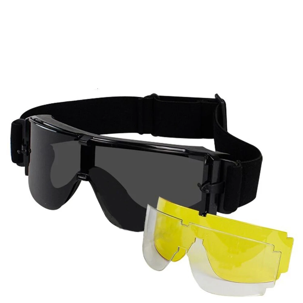 Militaire Anti Fog Goggles, Tactische Bril, Airsoft Skiën Glazen, Oogglazen, Motor Brillen, Fietsen, 3 Lens