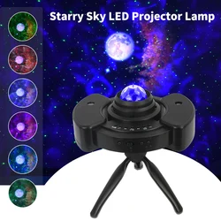 Colorful LED Stary Sky Projector Music Bluetooth Player Star Rotating Cloud Night Light Kids Gifts Christmas Bedroom Lamp