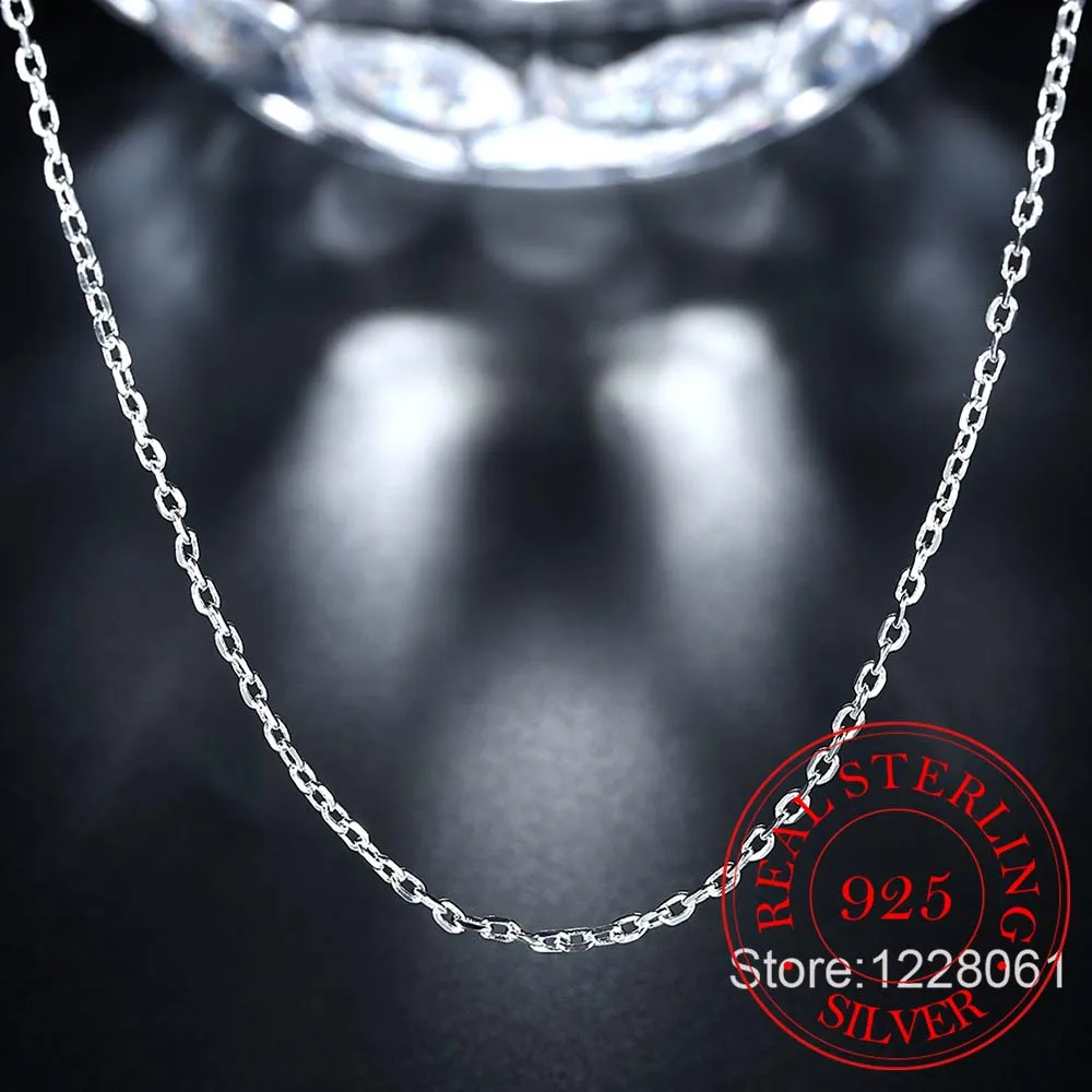 Woman\'s Fine Jewelry 925 Sterling Silver Flat ROLO Chain Necklace Charm 2MM Wide Silver Necklace 16\