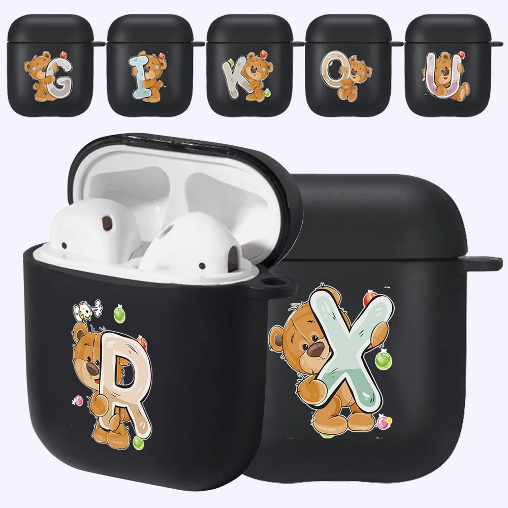 

For Apple Airpods 1st / 2nd Generation Bear Series Pattern Bluetooth Wireless Earphone Cases Black Soft Silicone Headphone Case