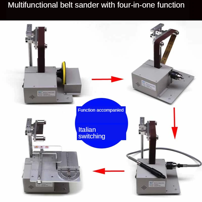 Mini sega da tavolo levigatrice a nastro smerigliatrice lavorazione del legno fatta a mano lucidatura rettifica levigatrice sega da taglio con adattatore di alimentazione