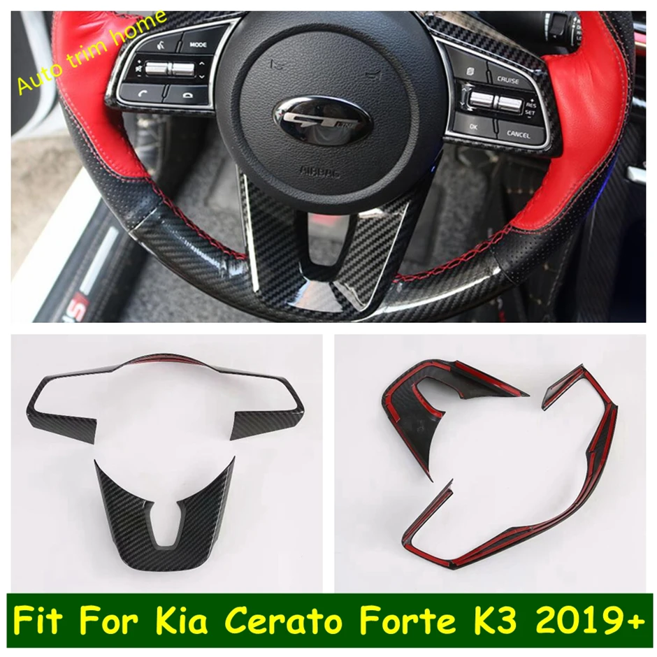 

Steering Wheel Button Decoration Cover Trim Accessories For Kia Cerato Forte K3 2019 - 2022 Carbon Fiber Look Interior Refit Kit