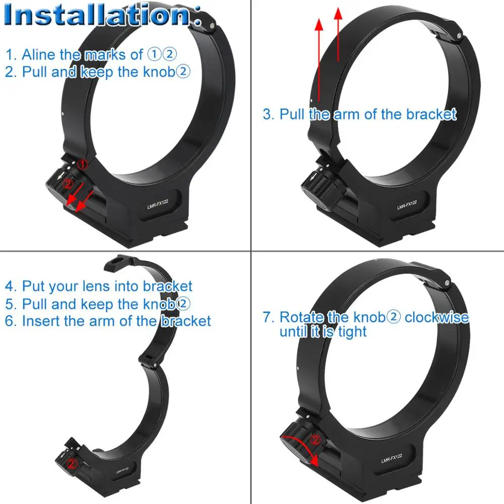 Haoge LMR-FX122 Stativ Montieren Ring für Fujifilm GF 250mm F4 R LM OIS WR und GF 100-200mm F 5,6 R LM OIS WR Objektiv