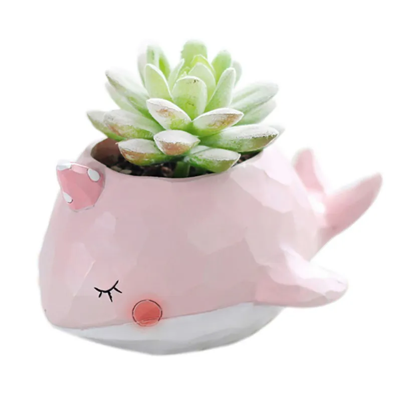 Freeship Cartoon Plant Pot Crocodile Whale Resin Flower Pots Elephant Succulent Plant Pots Bonsai Planter Home Desk Decor