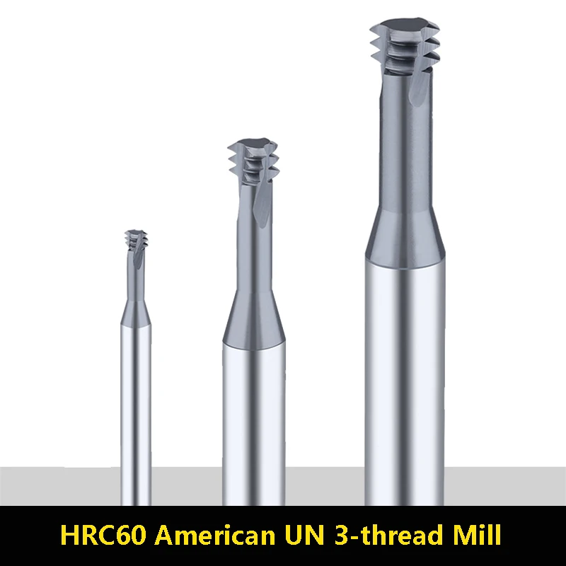 BEYOND American 3-Tooth Thread Milling Cutter HRC60 UNC UNF Integral Carbide Tungsten Steel End Mills 1/4''-20 3/8'' x 16