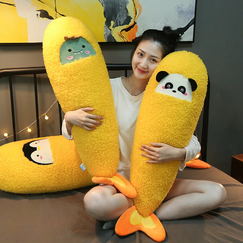 

130cm Plush Toys Animal Fried Shrimp Cute Creative Long Soft Toys Office Break Nap Sleeping Pillow Cushion Stuffed Gift for Kids