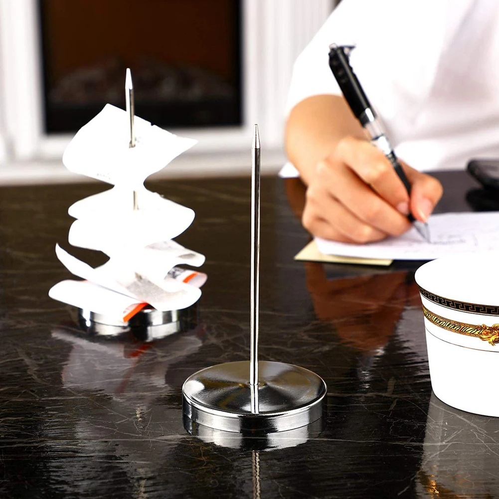 Aço inoxidável Straight Rod Paper Memo Holder, Bill Fork para Recibo, Nota Spike Stick, Acessórios de Cozinha Ferramentas, 2pcs