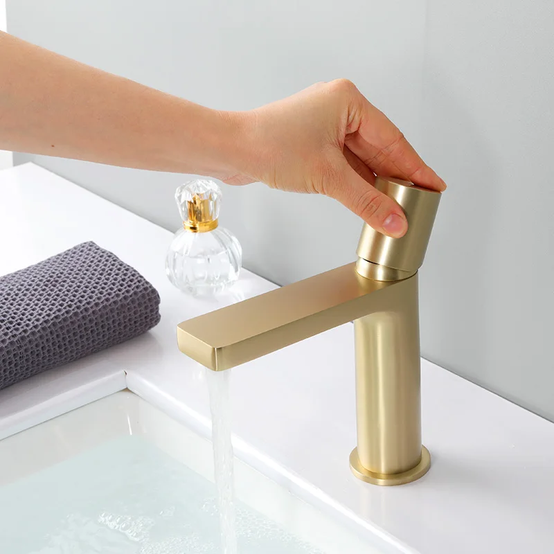 Special design high basin faucet brushed golden bathroom water mixer tap