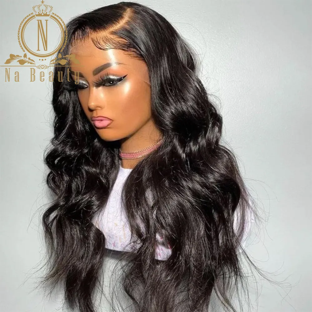 

13x4 Transparent Lace Front Human Hair Wigs For Black Women Brazilian Body Wave Full Lace Front Wig Pre Plucked 180% Nabeauty