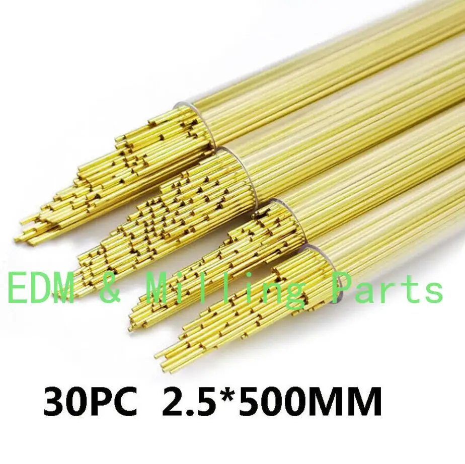 

30PCS CNC OD2.5MMX500MM Brass Electrode Single-Channel Tube Fit EDM Drilling Machine For EDM Puncher Mill Part