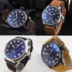 5 Models PARNIS Classic Hand Winding Men's Watch 6497/6498 Movement 44mm Silver Color Watch Case