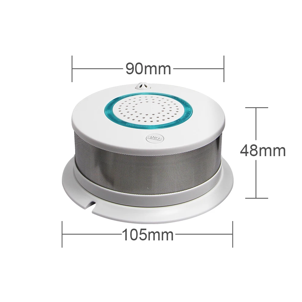 Sistema de alarma de seguridad para el hogar, Detector de temperatura de humo inalámbrico inteligente 2 en 1 con WIFI y aplicación, Sensor de humo y temperatura