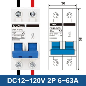 MCB Battery Car Protector, Mini Disjuntor, Positivo e Negativo Pólo de Proteção, Interruptor Isolador, DC 12V, 24V, 48V, 36V, 72V, DZ47 10 principais vendas disjuntor inteligente dc - №5