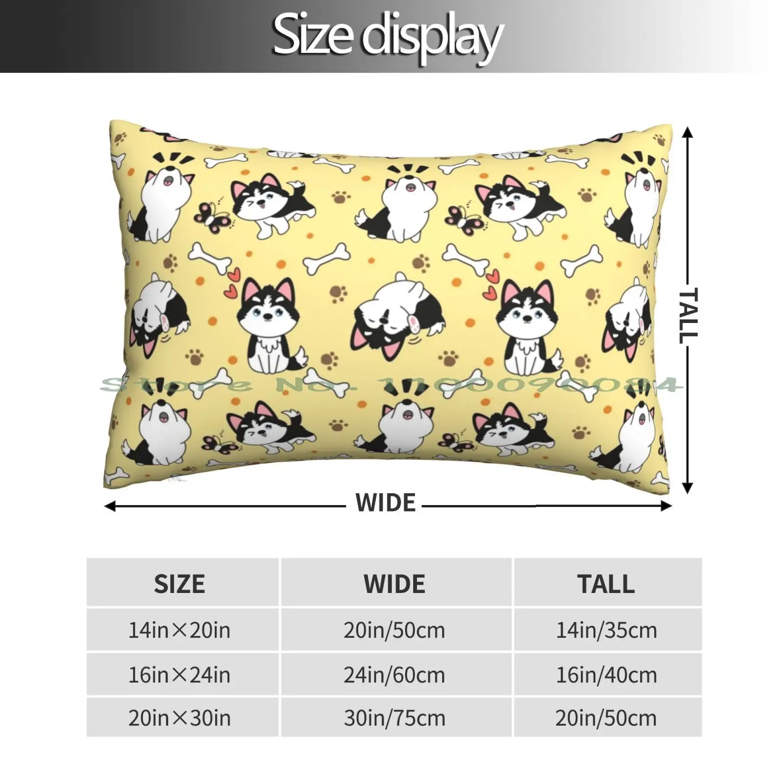 Cute Siberian Husky Pomsky-Black Pillow Case 20x30 50*75 Sofa Bedroom Sicilia Coordinates I Love Landmark Map Art Typographs