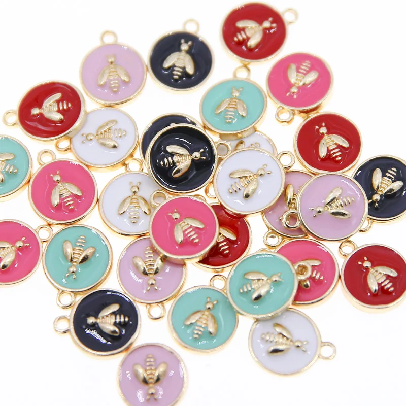 10Pcs 12*15mm Alloy Cute Enamel Charms Animal bee Charms For Jewelry Making Charms Pendant For DIY Earring Jewelry Ornament