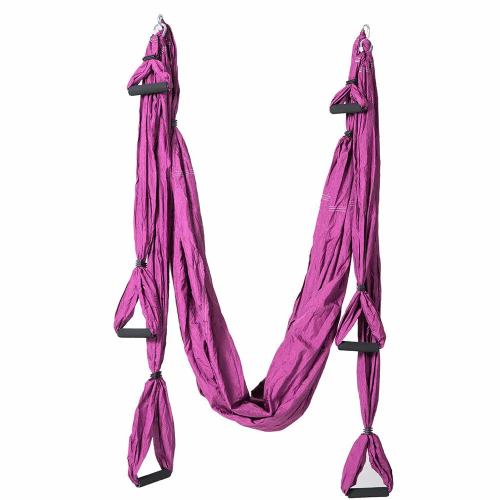 6 Handles Anti-Gravity Yoga Hammock Trapeze Home Gym Hanging Belt Swing Strap Pilates Aerial Traction Device 2.5*1.5m