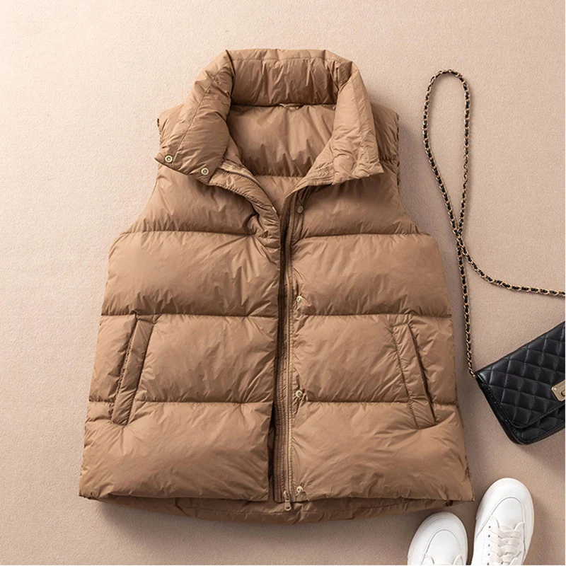 SEDUTMO Winter Thick Duck Down Women Vest Jackets Slim Thick Waistcoat Autumn Oversize Pocket Casual Parkas ED1288