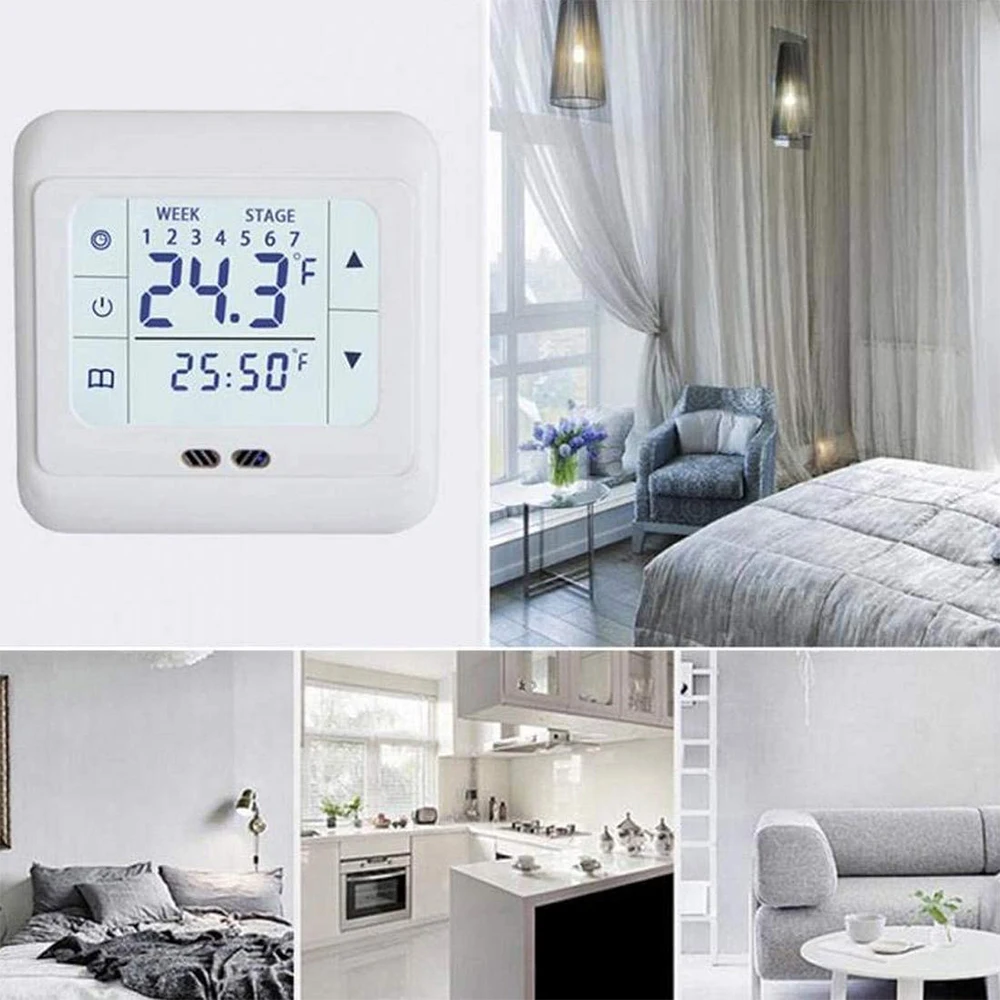 Termostato Digital LCD para calefacción de suelo, controlador de temperatura caliente programable con pantalla táctil de 220V para el hogar