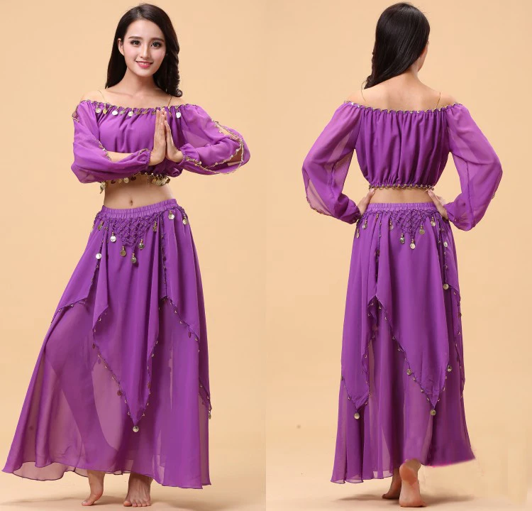 Adult Oriental India Dancing Dress Fashion Stage Performance Bellly Dance Wear Costume Set For Women Belly Outfits Top And Skirt