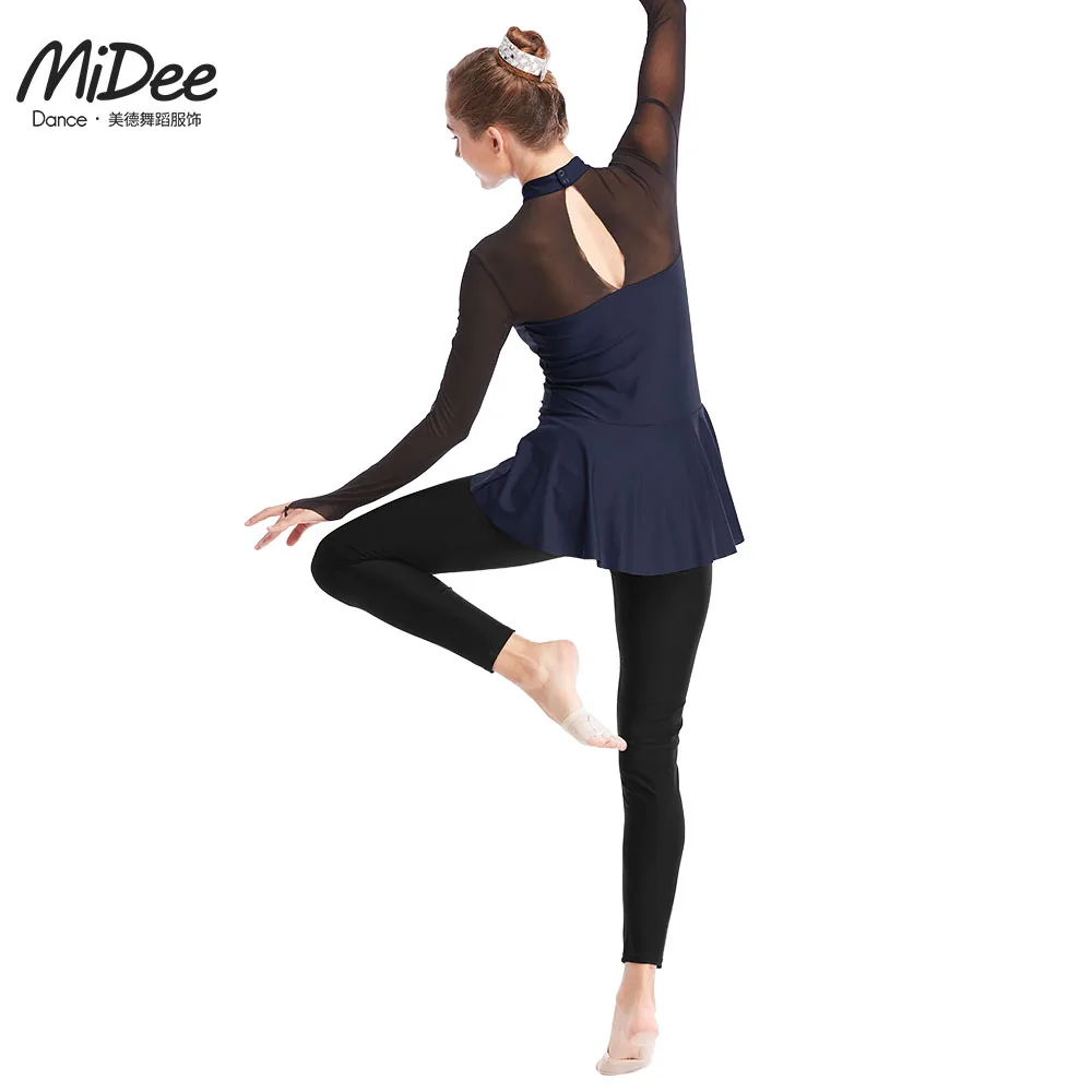 MiDee Hiện Đại Lycrical Vũ Trang Phục Người Lớn Chữ A Leotard Pantskirt Thể Dục Dụng Cụ Cổ Điển Váy Múa Đen Sân Khấu Trang Phục Phụ Nữ