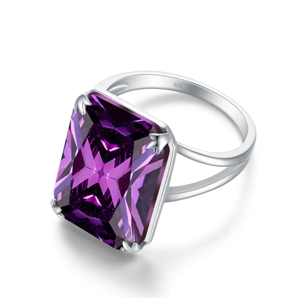 Prawdziwe 925 Sterling Silve 13*18mm kamień pierścionek z ametystem dla kobiet musujące prostokąt Punk kobiet ślub grzywny Jewely hurtownie — zdjęcie 5