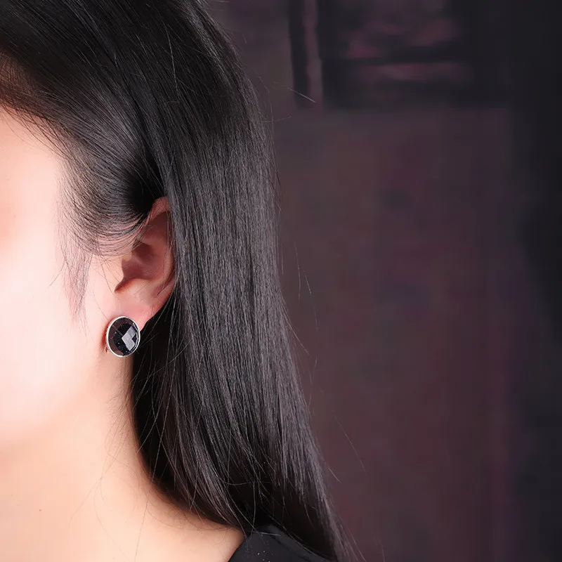 Uglyless Faceted Blue Sand Stones Evening Dress Earrings Women Simple Fashion Gemstones Stud Earrings 925 Silver Brincos E1508