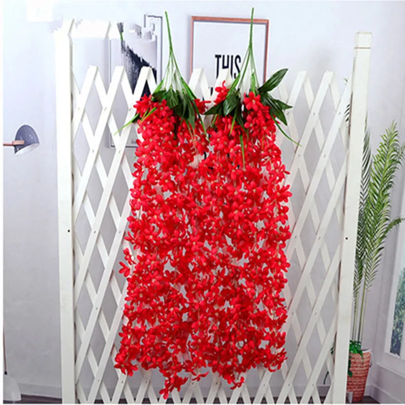 90CM Long 4 Forks One Bouquet Simulated Wisteria Vine Silk Clove Flower Rattan for Party Event DIY Decoration Home Decor