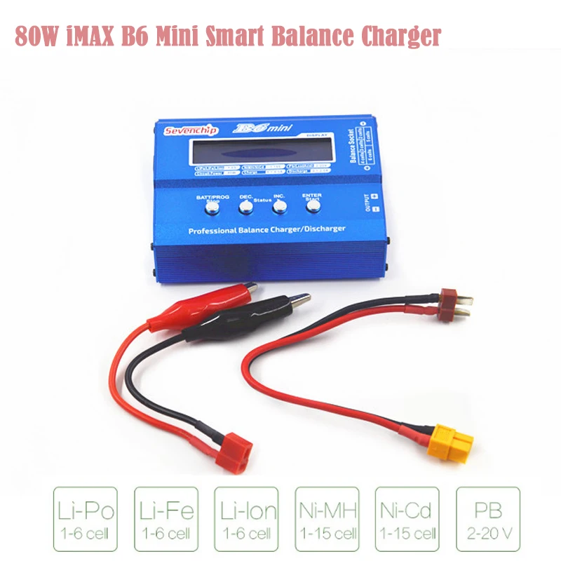 80W iMax B6 Mini Smart Balance Charger Li-Po/Ni-MH/Li-lon/Ni-Cd/PB Battery Charger Battery voltage/internal resistance detection