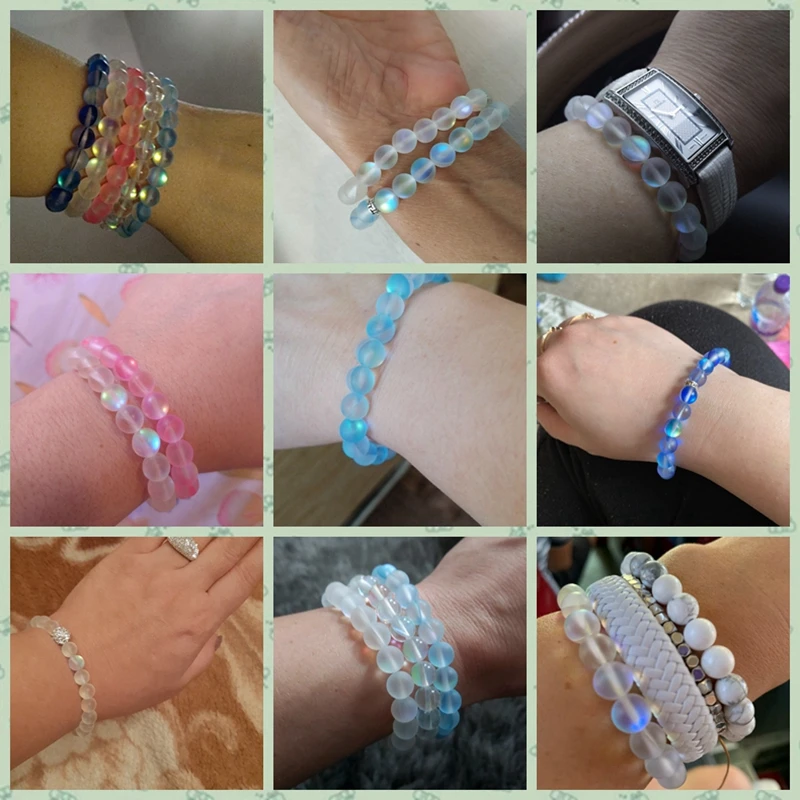 Moonstone Beads Bracelets For Women Men Multicolor Charm Bracelet Couple Crystal Wristband Love Reiki Jewelry Yoga Meditation