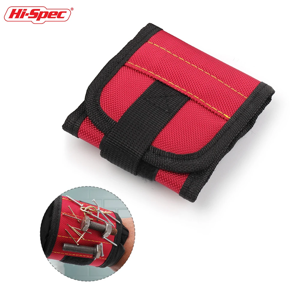 Hi-Spec Polyester Magnetic Wristband Portable Tool Bag 3 Magnet Electrician Wrist Tool Belt Screws Nail Drill Bits Bracelet