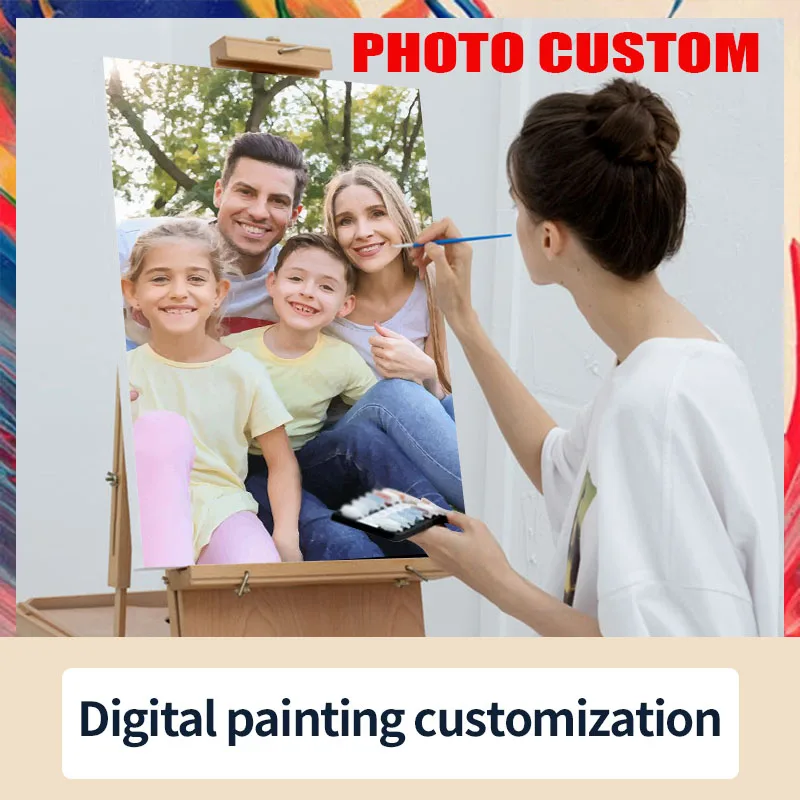 Digital Picture Canvas Portrait Family Child Photo 24 Color Personalized Painting Customized by Digital Photo DIY Oil Painting