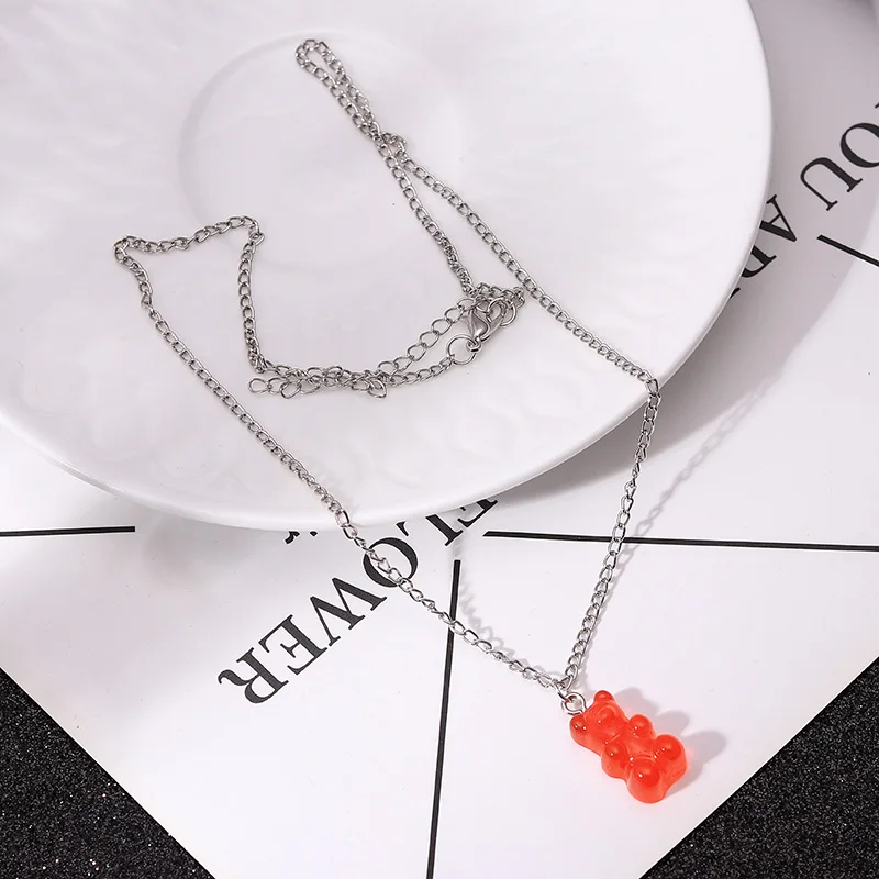Niedliche Mini-Gummibärchen-Halskette, Bären-Ohrringe, Armbänder, Halsketten für Frauen, kreative Cartoon-Kindergeburtstagsparty-Geschenke – Detail 7