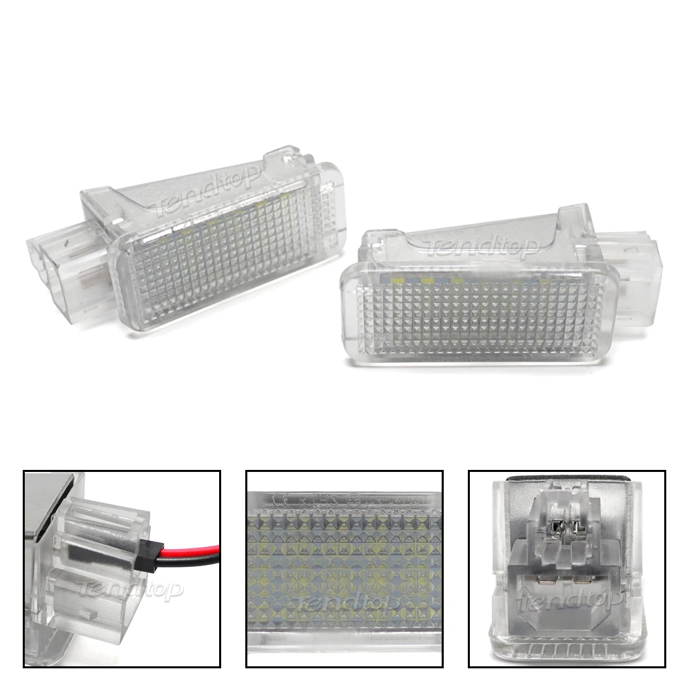 2Pcs For Audi A1 A2 A3 A4 A5 A6 A7 A8 Q3 Q5 Q7 TT VW Golf 5 Tiguan Skoda White LED Courtesy Door Trunk Footwell Glove Box Light